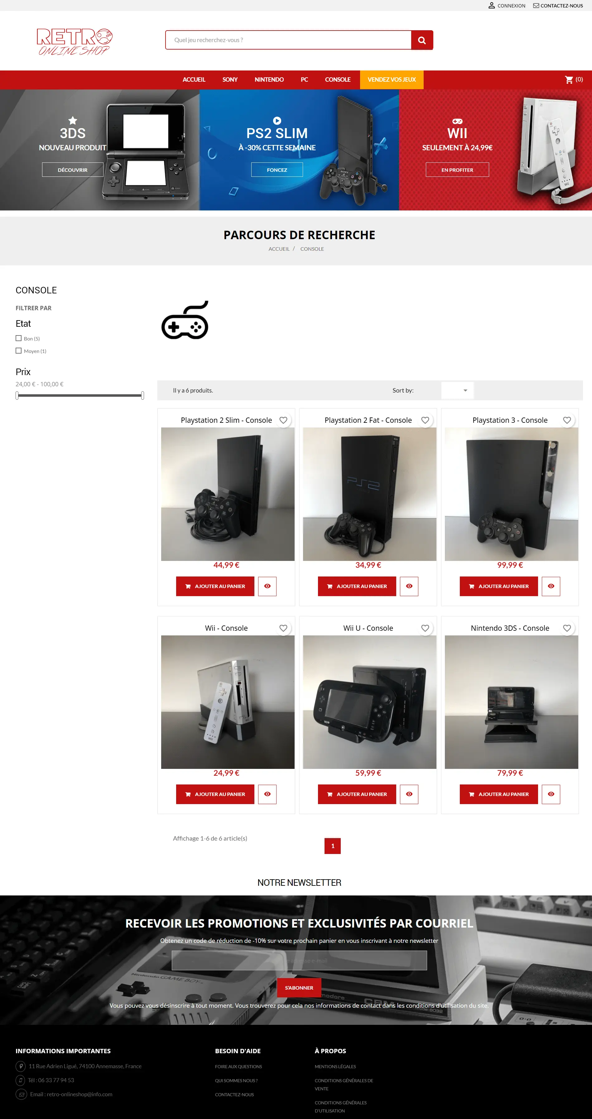 Site rétro online shop