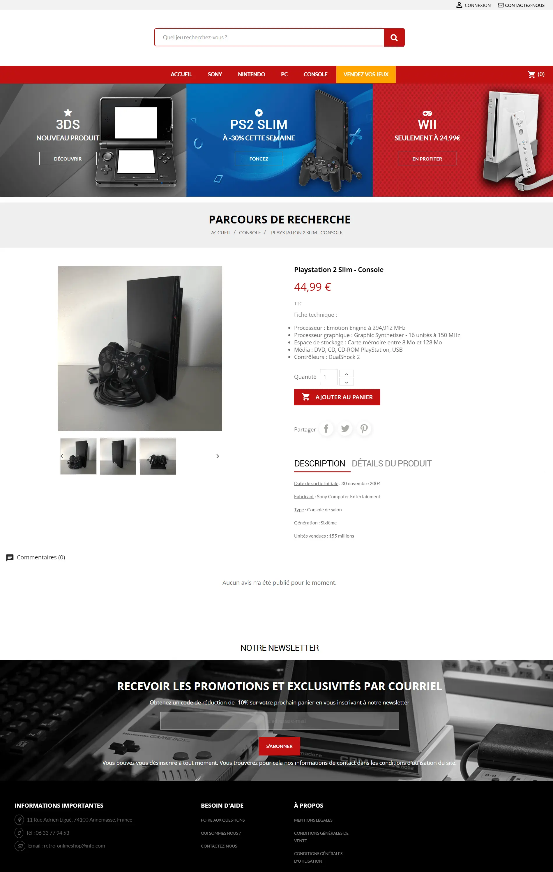 Site rétro online shop